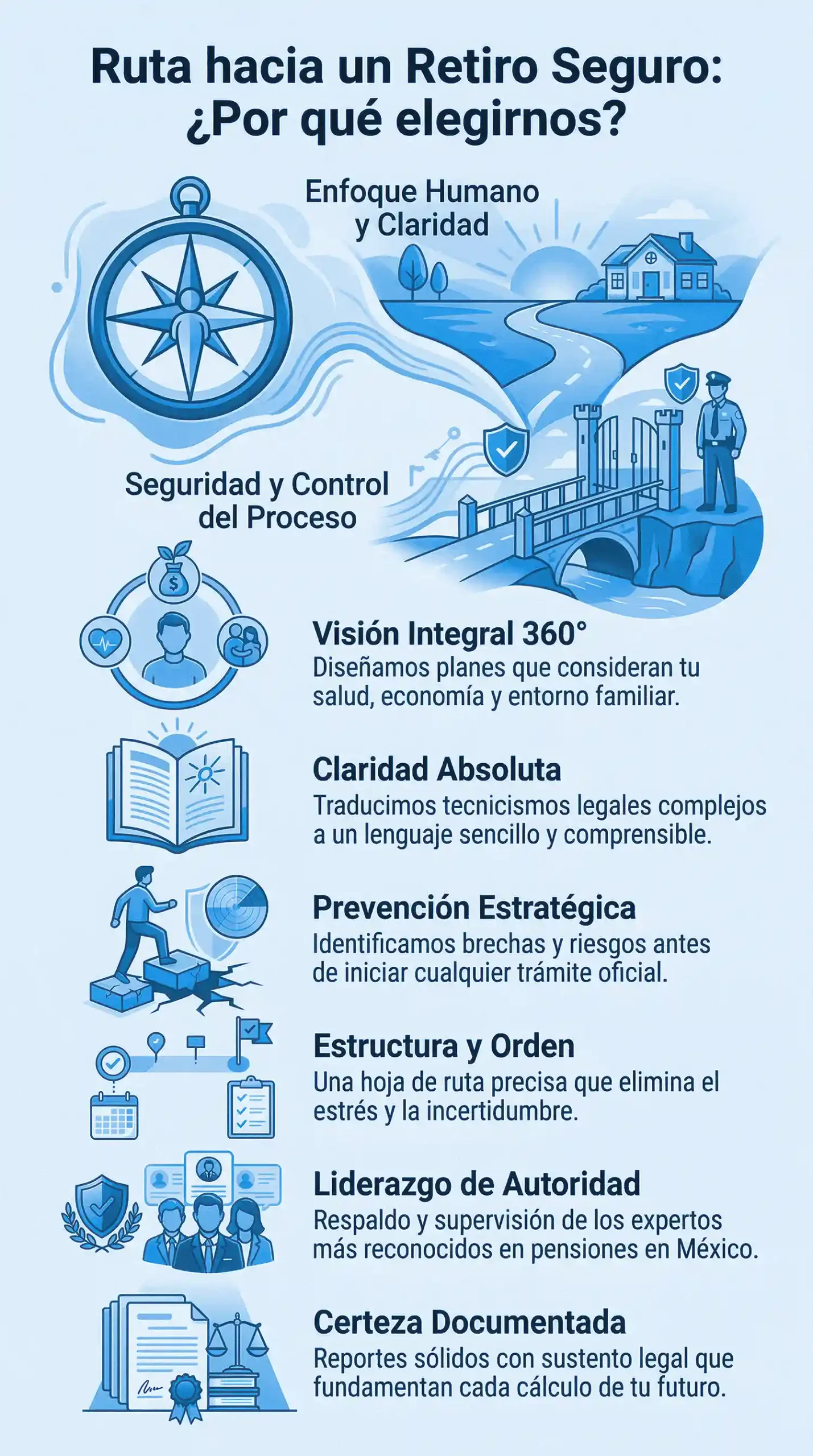 Infografía de los pasos a seguir lograr un retiro seguro